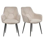 Lot de 2 chaises avec accoudoirs tissu beige et pieds mtal - theo