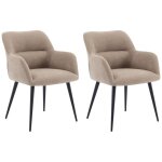 Lot de 2 chaises avec accoudoirs en tissu et m�tal noir - beige - heka