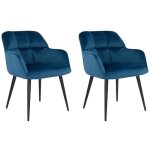 Lot de 2 chaises avec accoudoirs - velours et métal - bleu - pega de pascal morabito Lot de 2 chaises avec accoudoirs - velours et métal - bleu - pega de pascal morabito