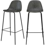 Rendez - vous d�co ? lot de 2 chaises de bar 75 cm en cuir synth�tique noir / gris ? dossier rembourr� ...