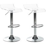 Lot de 2 chaises de bar en acrylique pivotantes avec repose - pieds en métal ajustable transparent imola ... Lot de 2 chaises de bar en acrylique pivotantes avec repose - pieds en métal ajustable transparent imola ...