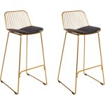 Beliani - lot 2 chaises de bar design assise en cuir pu et structure dossier en fil métal doré pensacola ... Beliani - lot 2 chaises de bar design assise en cuir pu et structure dossier en fil métal doré pensacola ...