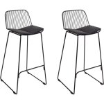 Beliani - lot 2 chaises de bar design assise en cuir pu et structure dossier en fil métal noir pensacola ... Beliani - lot 2 chaises de bar design assise en cuir pu et structure dossier en fil métal noir pensacola ...