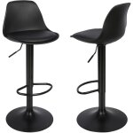 Lot de 2 chaises de bar moderne design, assise rembourr�e en faux cuir tabouret bar, avec dossier, r�glable ...