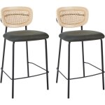 Beliani - lot de 2 chaises de bar moderne tabourets dossier en rotin tress� viennois polyester sans accoudoirs ...