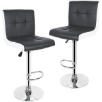 Lot de 2 chaises de bar noir blanc tabourets de bar maison r�glable de hauteur dossier et barre et repose ...