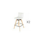 M&s - lot de 2 chaises de bar en pu blanc et pieds chêne - kalmar M&s - lot de 2 chaises de bar en pu blanc et pieds chêne - kalmar