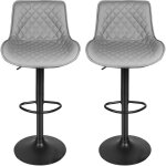 Lot de 2 chaises de bar tabourets de bar pivotants avec dossier tabourets de bar r�glable en cuir pu ...