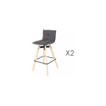 M&s - lot de 2 chaises de bar en tissu gris clair et pieds chêne - kalmar M&s - lot de 2 chaises de bar en tissu gris clair et pieds chêne - kalmar