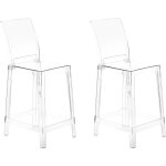 Beliani - lot 2 chaises de bar transparentes hautes pour cuisine moderne wellington Beliani - lot 2 chaises de bar transparentes hautes pour cuisine moderne wellington