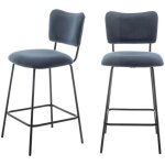 Drawer - lot de 2 chaises de bar en velours ctel et mtal h65cm - ardoise - vander