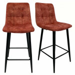 Meubletmoi - lot 2 chaises de bar en velours rouge et piètement métal - nami Meubletmoi - lot 2 chaises de bar en velours rouge et piètement métal - nami