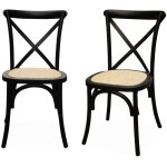 Sweeek - lot de 2 chaises de bistrot en bois d'hva noir. vintage. assise en rotin. empilables