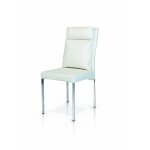 Lot de 2 chaises blanches rembourr en simili cuir avec structure en mtal chrom