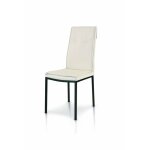Lot de 2 chaises blanches en simili cuir avec structure en mtal laqu noir