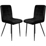 Lot de 2 chaises de capitonn�e, chaises de salon en velours moderne, avec dossier, pieds en m�tal massif, ...