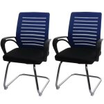 Lot de 2 chaises de confrence hwc - k51 pitement luge - charge max. 150 kg tissu / textile - bleu