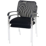 Hhg - lot de 2 chaises de confrence / visiteur tulsa, empilable, tissu, sige noir, dossier noir