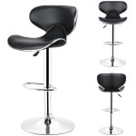 Lot de 2 chaises de cuisine, chaise de bar avec structure en acier chrom�, surface en simili cuir, repose ...