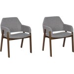 Lot de 2 chaises de cuisine faon fauteuil tissu gris fonc et bois sombre albion