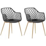 Beliani ? lot de 2 chaises scandinaves noires ? assise en plastique ? pieds en m�tal effet bois clair ...
