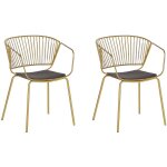 Beliani - lot de 2 chaises design en métal doré avec assises en simili - cuir noir pour salle à manger ... Beliani - lot de 2 chaises design en métal doré avec assises en simili - cuir noir pour salle à manger ...