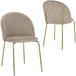 Deco in paris - lot de 2 chaises design en velours beige kenneth