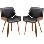 Homcom - lot de 2 chaises design vintage pi�tement ch�ssis bois peuplier aspect noyer rev�tement mixte ...