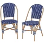 Sweeek - lot de 2 chaises empilables bistrot en rotin et polyrotin bleu et blanc. l 48 x p 58 x h 90cm ...