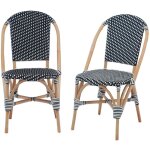 Sweeek - lot de 2 chaises empilables bistrot en rotin et polyrotin noir et blanc. l 48 x p 58 x h 90cm ...