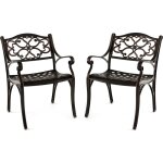 Goplus - lot de 2 chaises d'extrieur en fonte d'aluminium, siges incurvs, chaise de terrasse pour ...