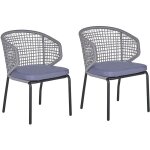 Lot 2 chaises fauteuils de jardin en aluminum avec dossiers tressés gris rubustes et durables pour salon ... Lot 2 chaises fauteuils de jardin en aluminum avec dossiers tressés gris rubustes et durables pour salon ...