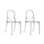Lot de 2 chaises ghost empilables en polycarbonate transparent ? dossier circulaire ? r�sistantes aux ...