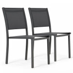Oviala - lot de 2 chaises de jardin aluminium et textil�ne gris