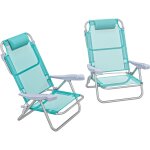 Lot de 2 chaises de jardin camping plage pliables t�ti�re dossier inclinable 6 niv. alu. teslin gris