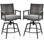 Lot de 2 chaises de jardin avec coussin amovible, chaises pivotantes  360 avec cadre en mtal, fauteuil ...
