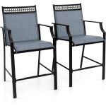 Lot de 2 chaises de jardin ext�rieures en tissu, chaise � hauteur de comptoir avec repose - pieds, dossier ...