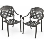 Costway - lot de 2 chaises de jardin en fonte d'aluminium, chaises de biatro avec accoudoirs, chaise ...