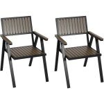 Lot de 2 chaises de jardin hwc - j95 - chaise de balcon aluminium aspect bois - structure noire - grise ... Lot de 2 chaises de jardin hwc - j95 - chaise de balcon aluminium aspect bois - structure noire - grise ...