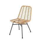 Lot de 2 chaises de jardin - imitation rotin naturel - structure acier - l63, 5 x h 86 x p 48 cm