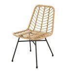 Lot de 2 chaises de jardin - imitation rotin naturel - structure acier - l63, 5 x h 86 x p 48 cm