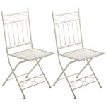 Lot de 2 chaises de jardin pliables asina en fer forg� cr�me antique
