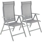 Lot de 2 chaises de jardin pliables, bain de soleil, transat, si�ges d'ext�rieur, cadre en aluminium ...