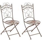 Lot de 2 chaises de jardin pliables indra en fer forg� marron antique
