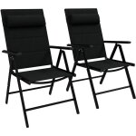 Outsunny - lot de 2 chaises de jardin pliantes avec accoudoirs alu teslin rembourré déperlant noir Outsunny - lot de 2 chaises de jardin pliantes avec accoudoirs alu teslin rembourré déperlant noir