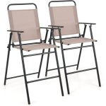 Costway - lot de 2 chaises de jardin pliantes avec accoudoirs, chaises d'extrieur  dossier haut avec ...