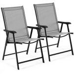 Yaheetech lot de 2 chaises de jardin pliantes avec accoudoirs, chaises d�ext�rieur en toile pour patio ...