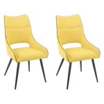 Meubletmoi - lot de 2 chaises en lin jaune avec passepoil et pieds mtal - anais 2
