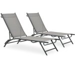 Maison chic - lot de 2 chaises longues bain de soleil transat textilne et acier 43855