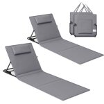 Lot de 2, chaise longue, transat de plage, bain de soleil, avec appui - t�te, dossier inclinable, portable, ...